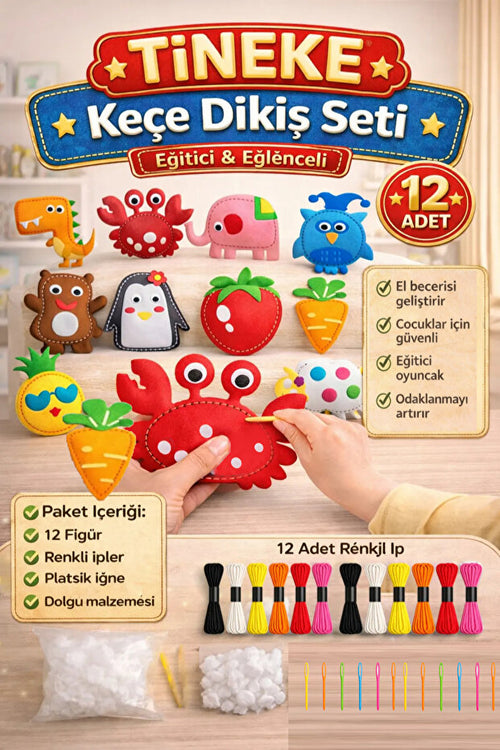 KidLoop Keçe Dikiş Oyuncak Seti | Montessori Eğitici El Sanatları Aktivitesi