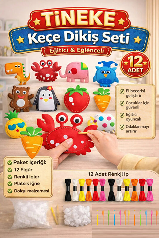 KidLoop Keçe Dikiş Oyuncak Seti | Montessori Eğitici El Sanatları Aktivitesi